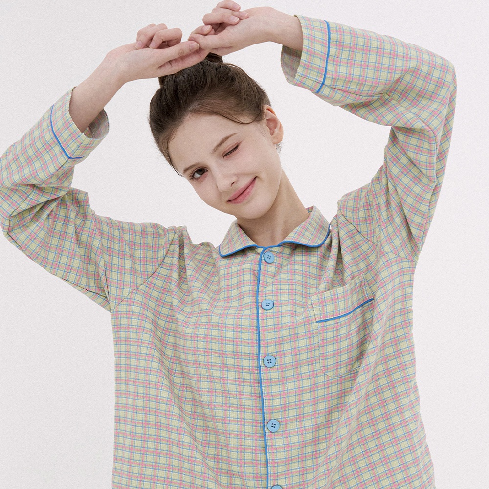 코튼라이크 푸키 긴팔 카라 커플 잠옷 세트 홈웨어 추천템